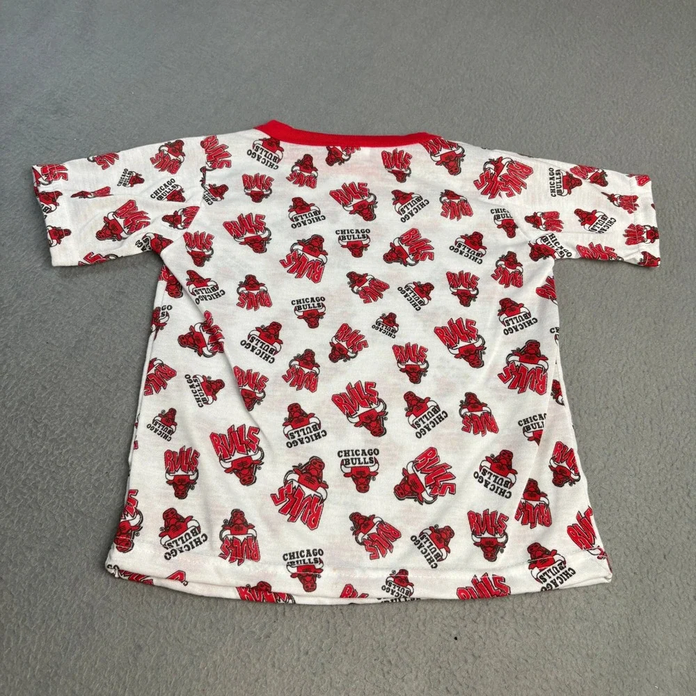Vintage Chicago Bulls KIDS T-Shirt and Shorts Set Made in USA Red White M 5-6